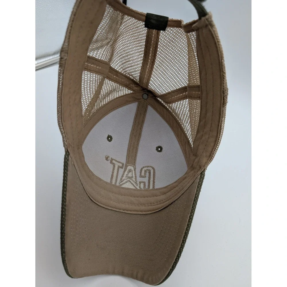 Caterpillar CAT Trucker Hat Olive Green Tan Mesh Back Adjustable Cap EST 1925 - Picture 4 of 4